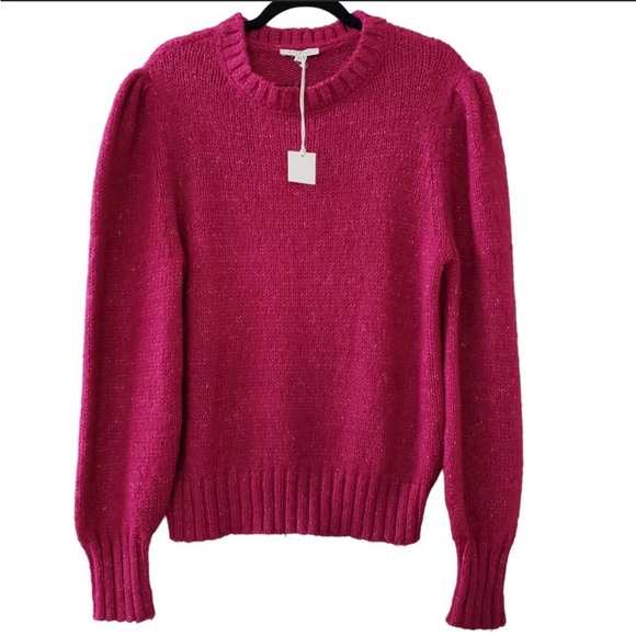 NWT Z Supply Annie Puff Sleeve Crew Neck Sweater Womens size L in Jewel Pink - Picture 4 of 12
